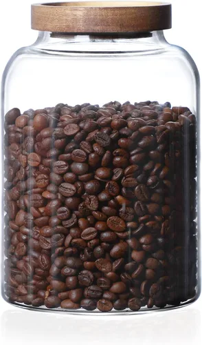 Miniatura 8 de MOLFUJ Contenedor de almacenamiento de vidrio de 40.6 fl oz de 40 onzas fluidas con tapa de madera, organizador decorativo grande, frasco