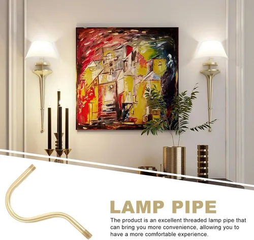 Miniatura 8 de Housoutil Robusto cobre M10 ahuecado curvado accesorio de luz Rod sellado acabado aceite para lámparas de pared
