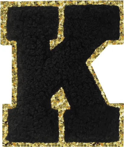 Miniatura 29 de Parches de letras termo-adhesivas de felpilla para chaquetas, parches de letras universitarias con brillantina para planchar en la letra azul A