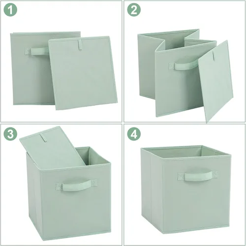 Miniatura 3 de Stero - Contenedores de tela para almacenamiento de 13x13x13 pulgadas, paquete de 6 cubos de almacenamiento de colores divertidos con asas, cestas