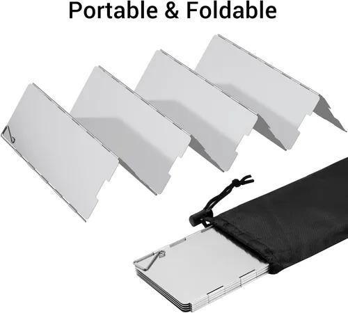 Miniatura 4 de Ohuhu - Parabrisas para estufa de campamento, pantalla de 8/10/12 placas de aluminio plegable portátil para camping, parabrisas, pantalla de viento
