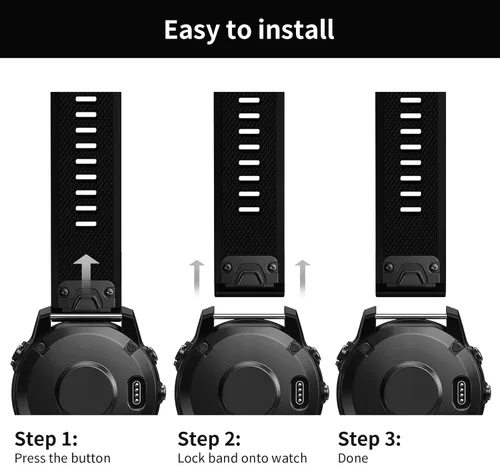 Miniatura 5 de Correa de reloj compatible con Fenix, correa de reloj Garmin de 0.866 in, silicona suave, repuesto para Fenix 5/5 Plus/6/6 Pro/7/Forerunner Negro