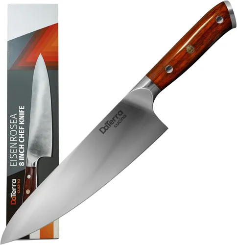 Miniatura 9 de DaTerra Cucina - Cuchillo Santoku de 7 pulgadas - Cuchillo de cocina profesional de acero alemán con mango ergonómico de palisandro, afilado