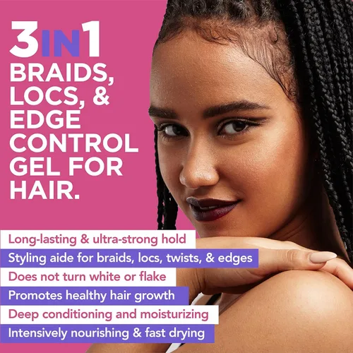 Miniatura 5 de Esha Slick N Slay Gel para Trenzar – Gel Hidratante, Acondicionador y Brillante de Sujeción Ultra Extrema 3-en-1 para Cabello – Gel de Fijación