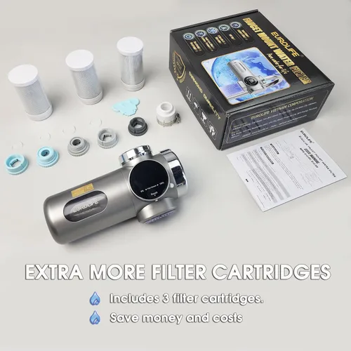 Miniatura 7 de Combo EUROLIFE Filtro de agua para montaje en grifo EL-LS-A15, filtro de agua LED para fregadero con luz UV e indicador de vida del filtro en tiempo
