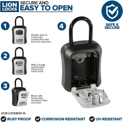 Miniatura 3 de Caja de seguridad para llaves, caja de seguridad para llave de casa, caja de seguridad con combinación para bienes raíces, automóvil, casa, caja