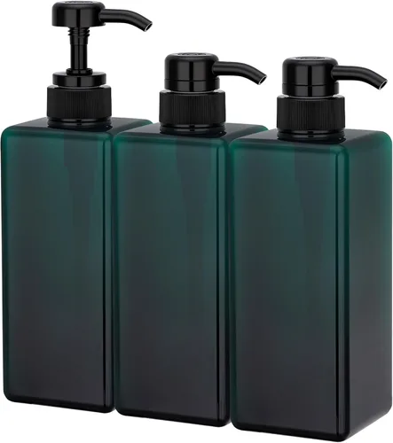 Miniatura 15 de Suream Botellas de prensa de bomba recargables de 9.5 onzas, dispensador de champú y acondicionador de plástico, botella vacía cosmética Azul pavo
