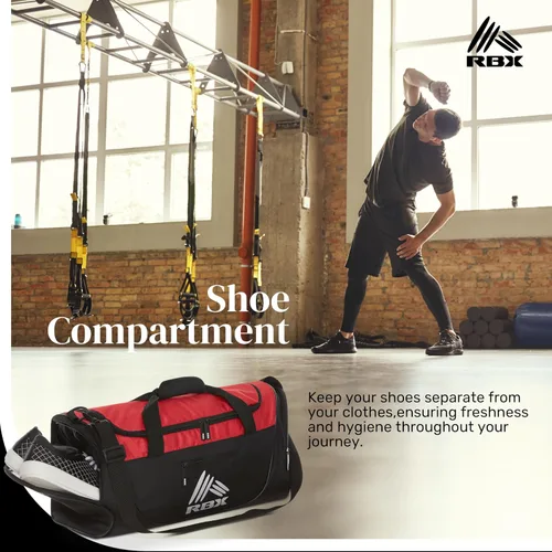 Miniatura 4 de RBX Bolsas de gimnasio para hombres, pequeña bolsa de gimnasio para mujeres con compartimento para zapatos, bolsa de lona para viajes, bolsa