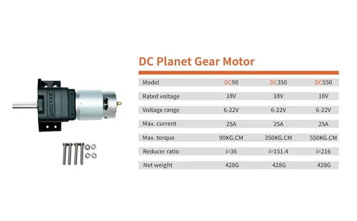 Miniatura 5 de Motor de Engranaje Planetario DC (550KG.CM) 6v12V18V24v 200W Motor de Engranaje Reductor de Metal Mini de Alto Par para Robot DIY, Mesa Giratoria