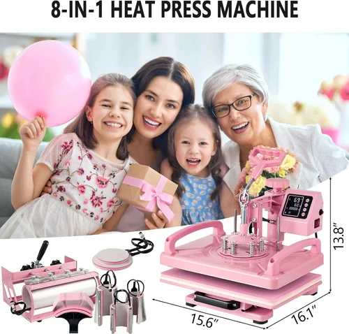 Miniatura 9 de Hitgrand Prensa de calor de 12 x 15 pulgadas, máquina de prensa de calor para camisetas, prensa de calor 8 en 1 con prensa de vaso de 30 onzas
