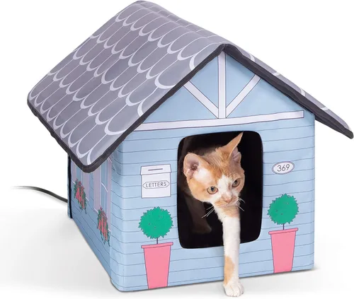 Miniatura 13 de K&H Pet Products - Refugio para gatos con calefacción al aire libre, 18 x 22 x 17 pulgadas, verde oliva verde oliva/ verde oliva (Olive/olive)