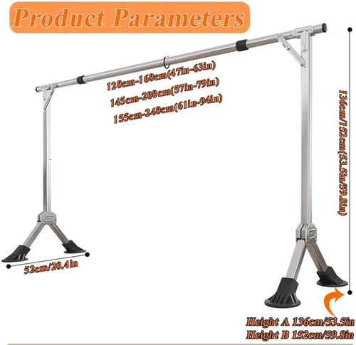 Miniatura 7 de Escurridor de ropa plegable de acero inoxidable con longitud ajustable, aireador de lavandería resistente