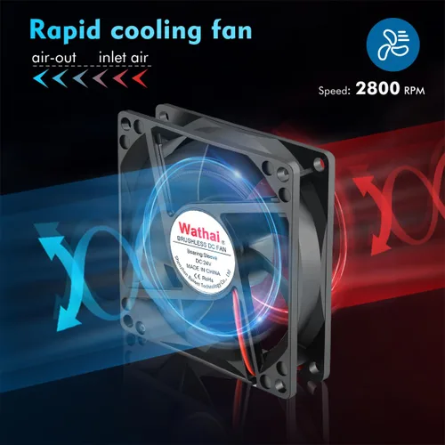 Miniatura 3 de Wathai Ventilador de enfriamiento de 3.150 in 24 V CC, 2 pines, 24 voltios, 3.150 in x 0.984 in, sin escobillas, ventilador de 3 pulgadas de alta