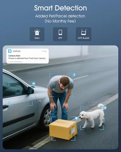 Miniatura 4 de ANRAN Sistema de cámara de seguridad inalámbrica, monitor 4K de 10.5" con cámara PTZ WiFi-6 de 4x5MP, seguimiento automático, audio de 2 vías
