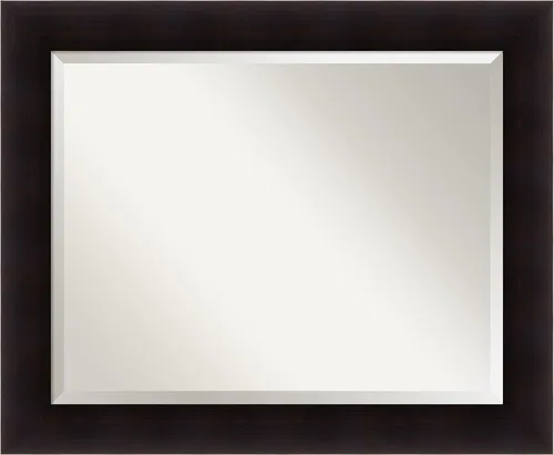 Miniatura 9 de Amanti Art Espejo de baño marrón para sobre el fregadero, espejo de tocador cuadrado de pórtico espresso de 26 x 26 pulgadas, marco de madera