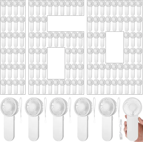 Miniatura 38 de Sumind 6 unidades de pequeño ventilador portátil personal pequeño a granel de 1 velocidad eléctrico lindo alimentado por batería para el cuello