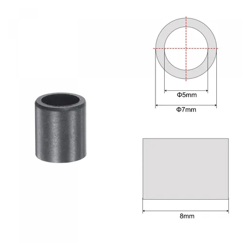 Miniatura 2 de uxcell Rodamientos de manga 0.197 in Diámetro 0.276 in OD 0.315 in Longitud POM Envueltos Bujes sin aceite Negro 2pcs