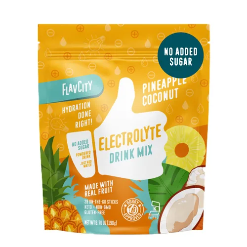 Miniatura 9 de Paquetes de polvo de electrolitos de limón y lima FlavCity - 28 paquetes de hidratación - Sin azúcar añadida - Polvo de hidratación con fruta real