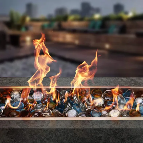 Miniatura 5 de onlyfire Cuentas de vidrio de fuego de 10 libras para fogata de propano y chimenea de gas, rocas de vidrio mezcladas redondas de 1/2 pulgada, Azul