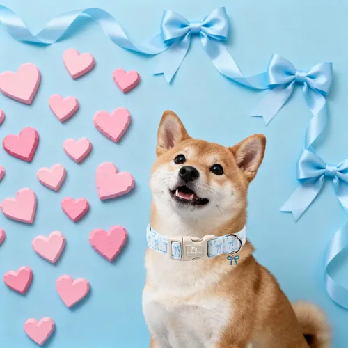 Miniatura 5 de Blue Valentines - Collar para perro, lindo collar de cachorro con lazo azul, collar ajustable de algodón para San Valentín con hebilla de plástico