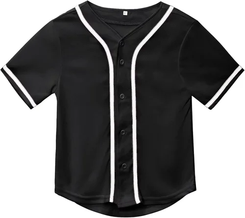 Camiseta de béisbol para niños, camisa con botones, manga corta, hip hop, uniformes deportivos personalizados para niñas