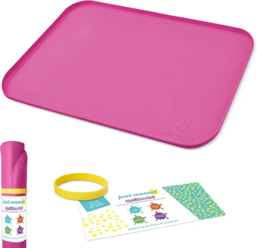 Miniatura 8 de Just Messin' Tapete de silicona para niños, reutilizable, antideslizante, resistente al calor, con bordes elevados de 0.6 pulgadas para contener