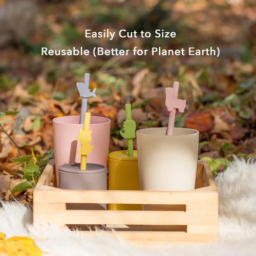 Miniatura 5 de Pajitas de silicona reutilizables y seguras para niños, 4 piezas flexibles de 7.8 pulgadas de largo con 1 cepillo de limpieza para vasos de 20 onzas