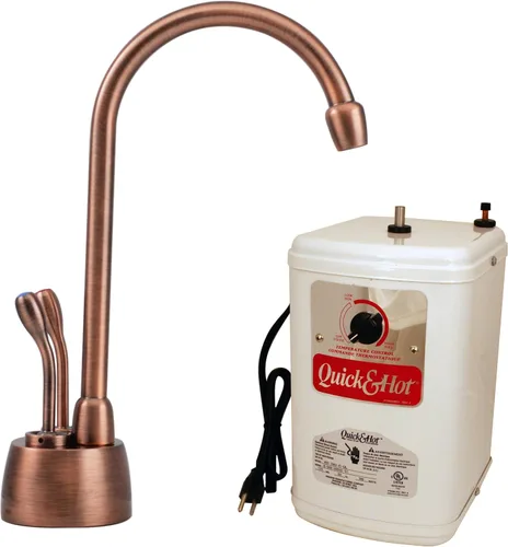 Westbrass A272HFP-11 Develosah Dispensador de agua fría y caliente de 2 manijas con tanque de calentamiento instantáneo, cobre antiguo