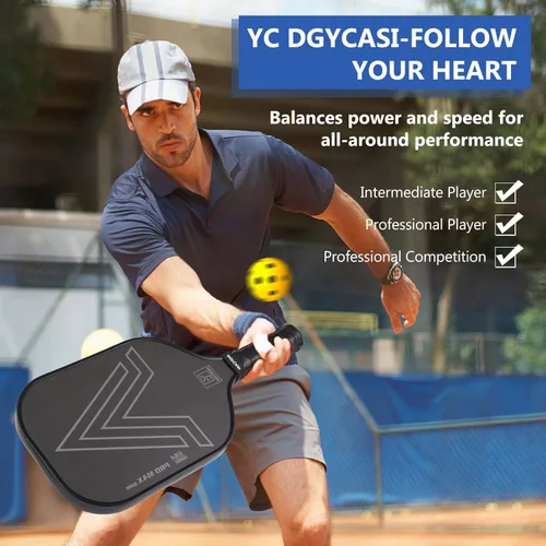 Miniatura 5 de YC DGYCASI Paletas profesionales de pickleball de 0.630 in, aprobada por USAPA 2025 T700 remo de fibra de carbono (CFS), núcleo de panal ligero