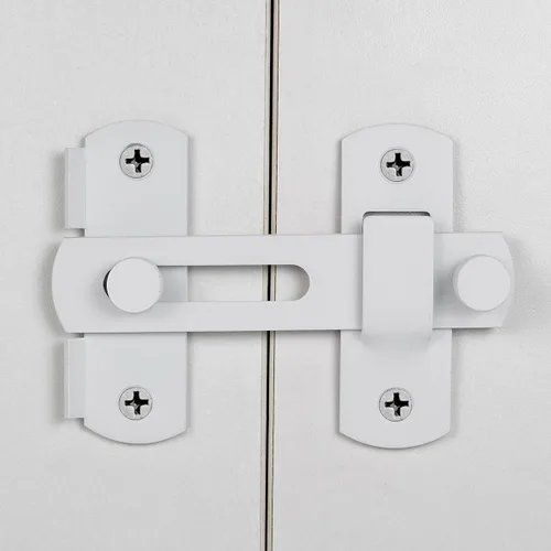 Miniatura 3 de INIRET Paquete de 2 pestillos para puerta de granero, de acero inoxidable blanco mate, cerraduras de puerta abatibles, cerraduras de puerta Blanco