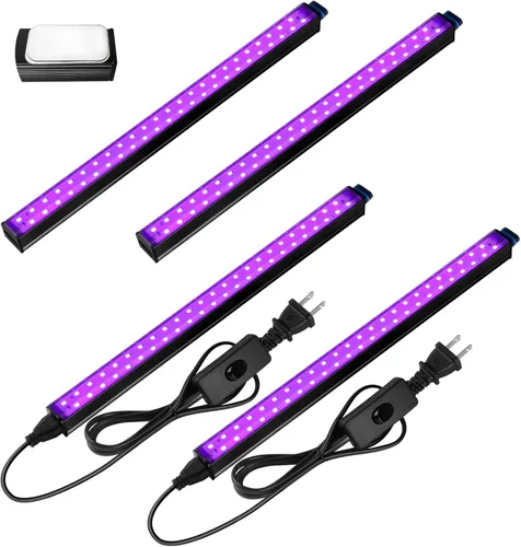 Miniatura 9 de Barrina Barra de luz negra, luces LED negras magnéticas de 10 W y 1 pie, para fiesta brillante, pintura de póster fluorescente, decoraciones