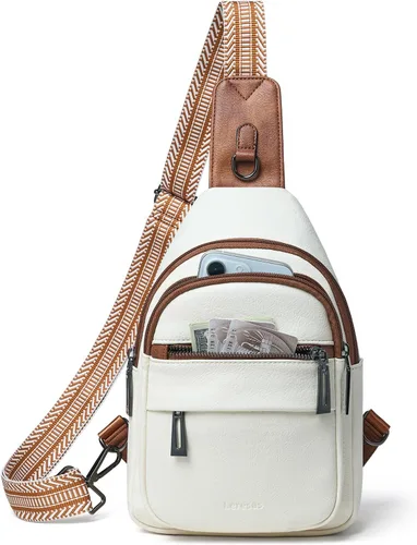 Miniatura 10 de Leresas Bolso bandolera de 7L para mujer, bolso cruzado, riñoneras, de cuero vegano, bolso de pecho de moda, de viaje, antirrobo