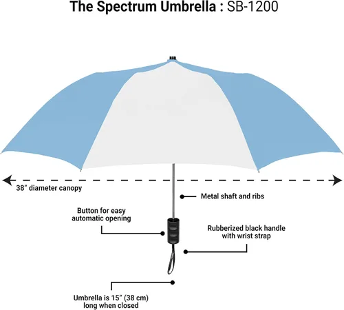 Miniatura 58 de STROMBERGBRAND UMBRELLAS The Spectrum Popular Style - Paraguas de viaje compacto de 42 pulgadas para lluvia, viento y sol, resistente y ligero