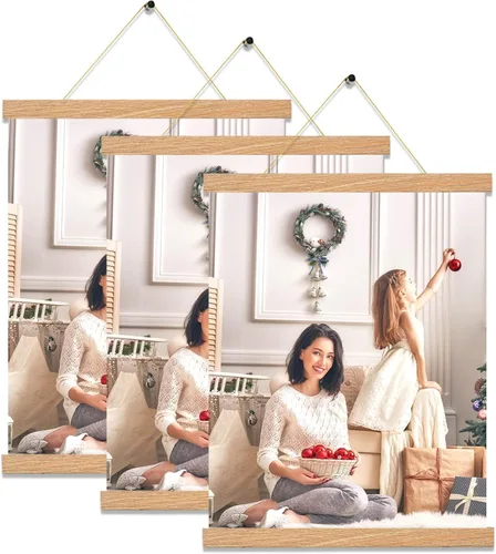 Miniatura 3 de Paquete de 3 marcos magnéticos para colgar pósteres, de 20 pulgadas, color pino, 20 x 24, 20 x 30, 20 x 28 pulgadas, marcos magnéticos de madera