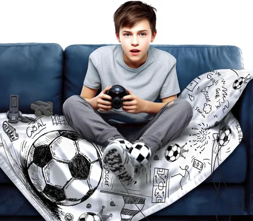 Miniatura 4 de Manta de fútbol para fanáticos del deporte, acogedoras mantas y mantas de fútbol de felpa única y divertida decoración temática de fútbol