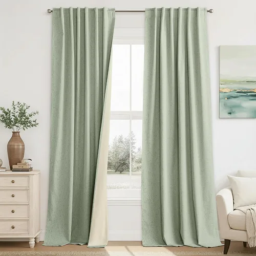 Miniatura 26 de RYB HOME Cortinas cortas opacas 100% marrones, 45 pulgadas de largo, 52 pulgadas de ancho, bloqueo de luz y aislamiento térmico para cocina