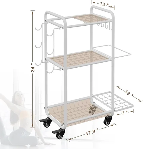 Miniatura 5 de Estante multifuncional de almacenamiento para gimnasio en casa, estante de almacenamiento de esterilla de yoga, estante de pesas para mancuernas
