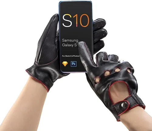 Miniatura 5 de Guantes de conducción de cuero sin forro para pantalla táctil para hombre