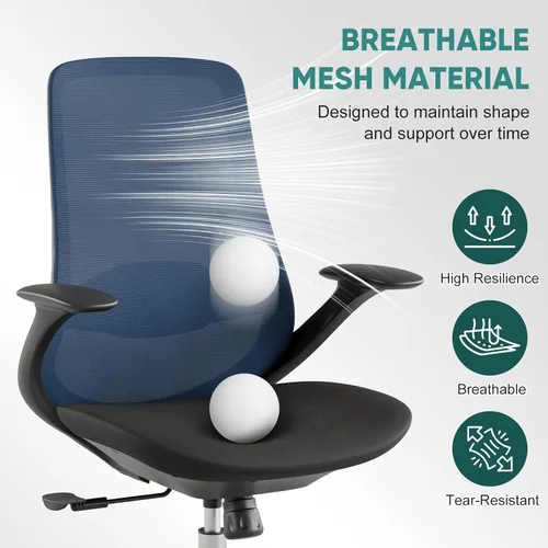 Miniatura 3 de Silla de oficina ergonómica de malla, silla de escritorio ejecutiva de 330 libras con soporte lumbar, reposabrazos 2D, cómodas sillas giratorias Azul
