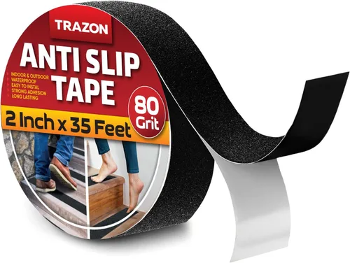 Miniatura 10 de Cinta de agarre - Cinta antideslizante resistente transparente para interiores y exteriores, 1 pulgada * 35 pies, rollo/adhesivos antideslizantes