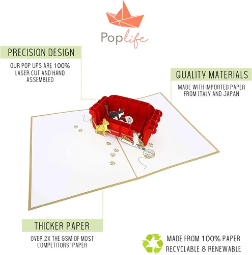 Miniatura 6 de PopLife Tarjeta desplegable 3D de gatos jugando en el sofá, tarjeta de felicitación de papel para amantes de los gatos, día de la madre, cumpleaños