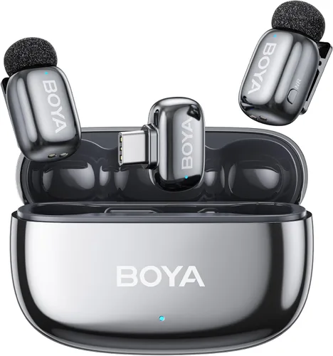 Miniatura 14 de BOYA Mini 2 Micrófono inalámbrico Lavalier para iPhone 15-17/Android, cancelación de ruido, control de aplicaciones, 48 kHz/24 bits, mini micrófono