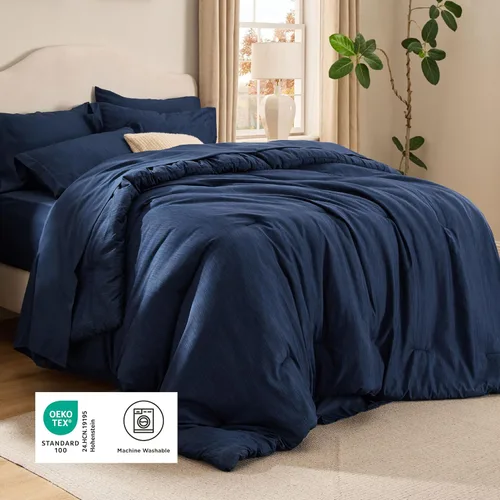 Miniatura 84 de Bedsure Juego de edredón Twin/Twin XL, ropa de cama suave beige para todas las estaciones, juego de cama teñido catiónico, 2 piezas, 1 edredón