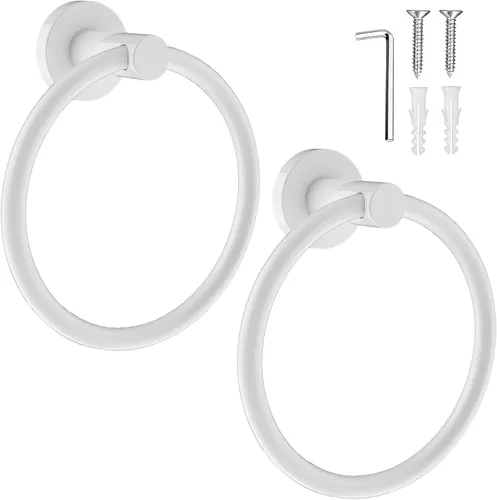 Miniatura 11 de SetSail Toallero de acero inoxidable con rosca para pared de baño, toallero de mano de acero inoxidable para baño, agujero de taladro de cocina