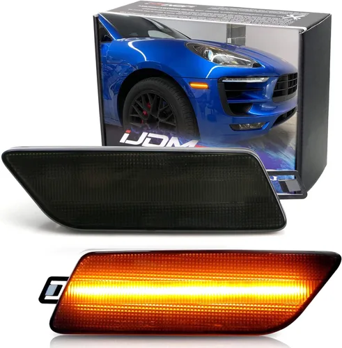 iJDMTOY Kit de Luces Marcadoras Laterales de Parachoques LED Completo de Lente Ahumada Ámbar Compatible con Porsche Macan 2014-2024, Alimentado por