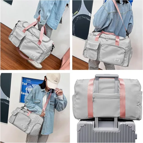 Miniatura 6 de Suruid Bolsa de gimnasio deportiva con compartimento para zapatos, bolsa de viaje con bolsillo separado seco y húmedo para hombres y mujeres, bolsa