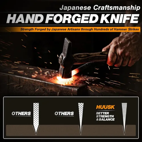 Miniatura 3 de Huusk Cuchillo de carnicero japonés de 6.4 pulgadas, cuchillo de carnicero forjado a mano para cortar carne, cuchillo de cortar verduras, acero