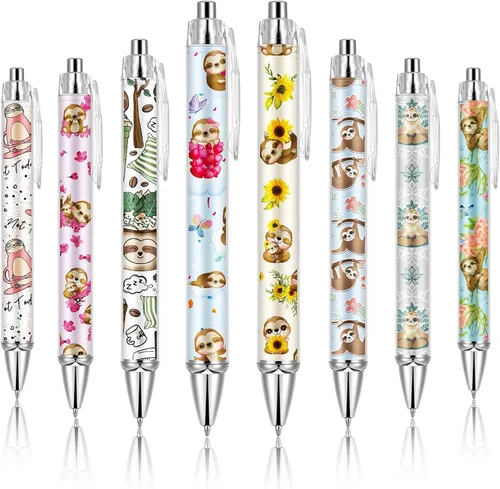 Miniatura 23 de Ireer 8 bolígrafos de bola para mujeres 1.00 mm de tinta negra lindos y elegantes, bolígrafos de punta fina de escritura suave para estudiantes