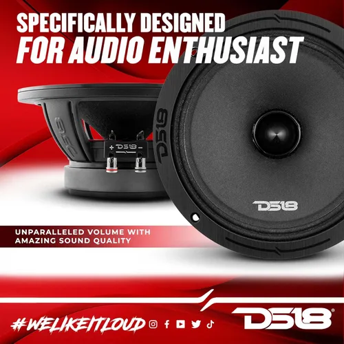 Miniatura 3 de DS18 PRO-ZXI8.4BM 8 Pulgadas Altavoz de Audio para Coche de Rango Medio con Bala 700 Watts 4-Ohm (1 Altavoz)