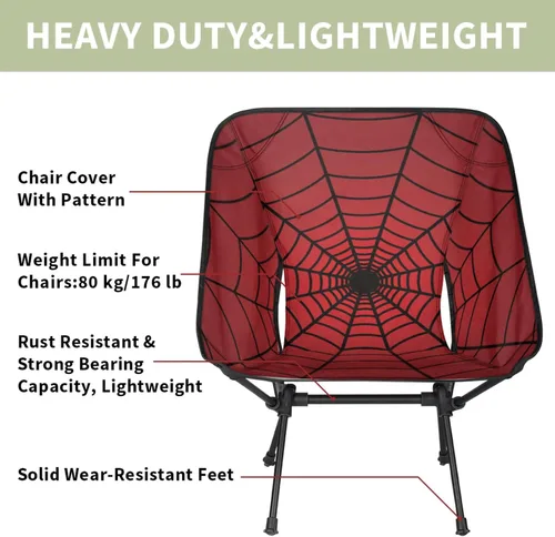 Miniatura 4 de Silla de camping portátil, sillas plegables para exteriores, silla ligera de tela roja, sillas de playa plegables al aire libre para adultos, pesca